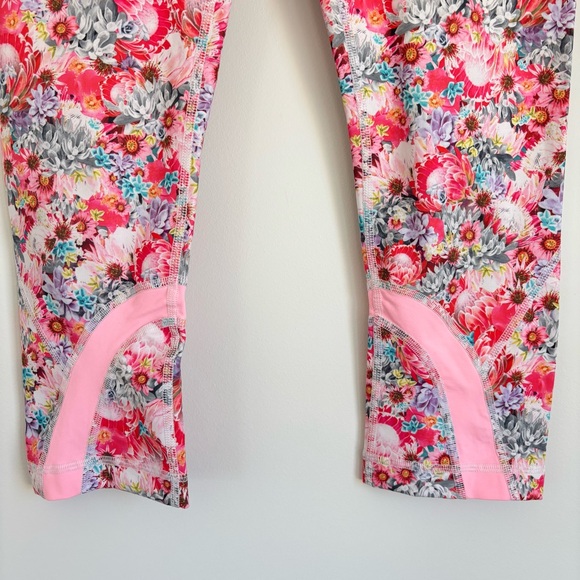 Lululemon Inspire Crop II Leggings Flowabunga Floral Coral Pink 8 - Picture 6 of 10